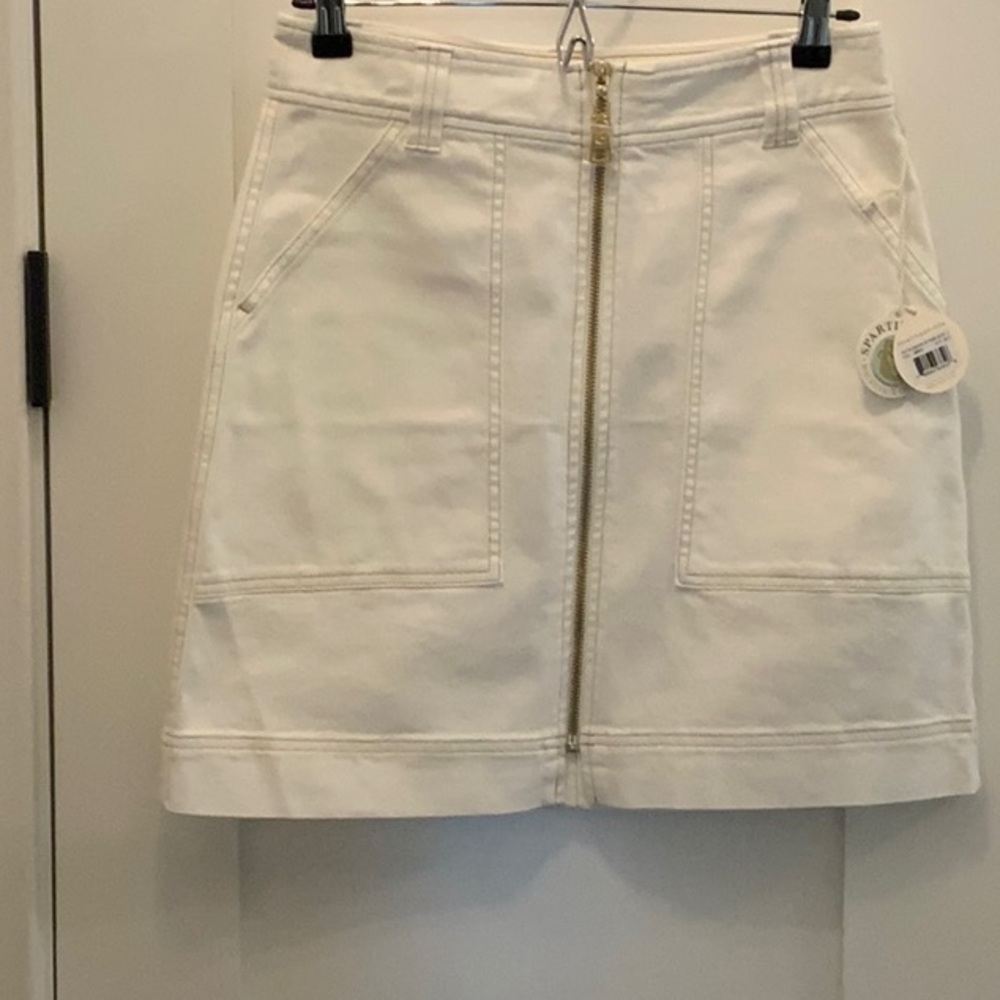 Spartina 449 Ashton Denim Skirt Pearl White Size 6 NEW w/Tags